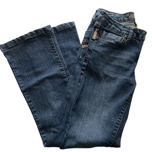 BUBBLEGUM USA Jeans Blue Denim Embroidered Flare Juniors Size 5 6